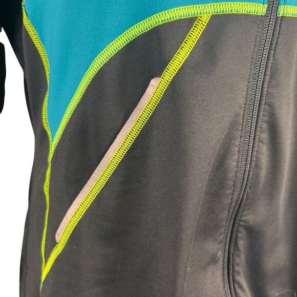 Under Armour Run Cold Gear Jacket Semi Fitted Full Zip Black Turquoise Athletic - Picture 6 of 12
